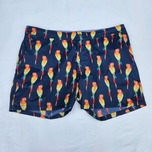 Bonobos Men's Parrot Print Swim Trunks Shorts Size‎ 38 Swimwear lined Navy Blue